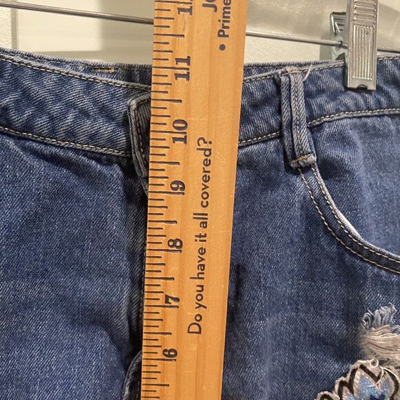 Denim Lab Cut Off Jean Shorts Womens Size M (28”) Embroidered Flowers - Picture 10 of 11